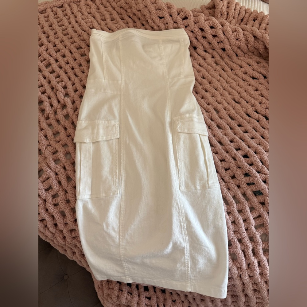 White Sleeveless Denim  Dress